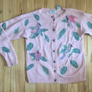 vintage embroidered birds cardigan